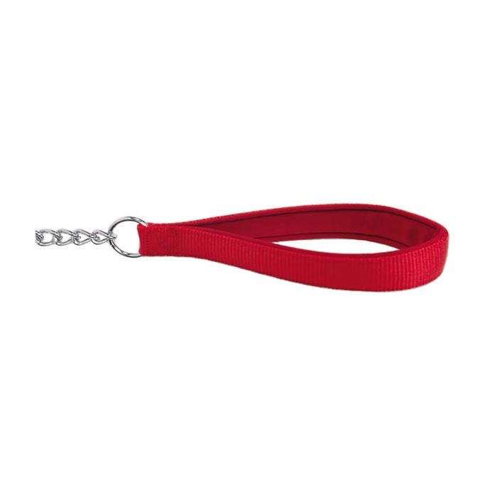 Ancol Padded Nylon and Chain Dog Lead - Red