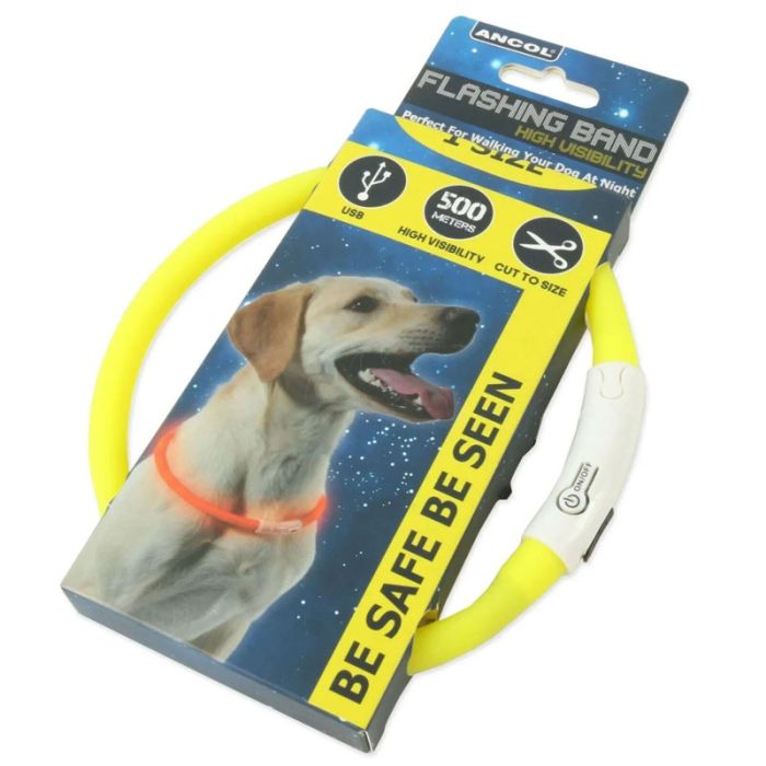 Ancol USB Rechargeable Flashing Band Dog Collar