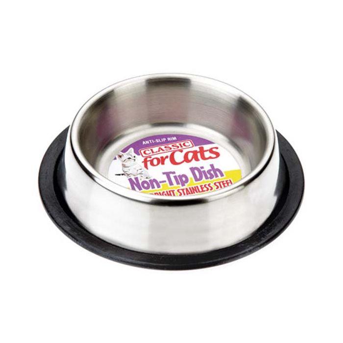 Classic Stainless Steel Non Tip Cat Dish
