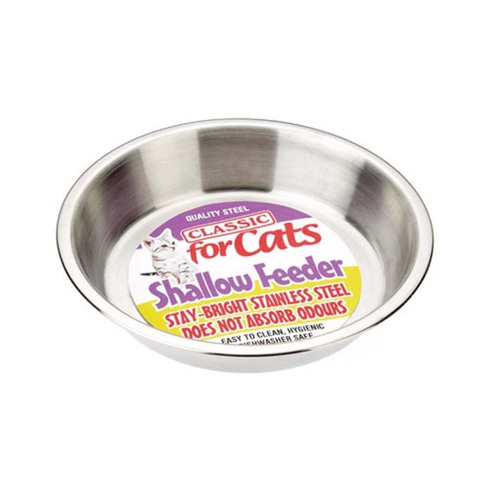 Classic Stainless Steel Shallow Cat Dish