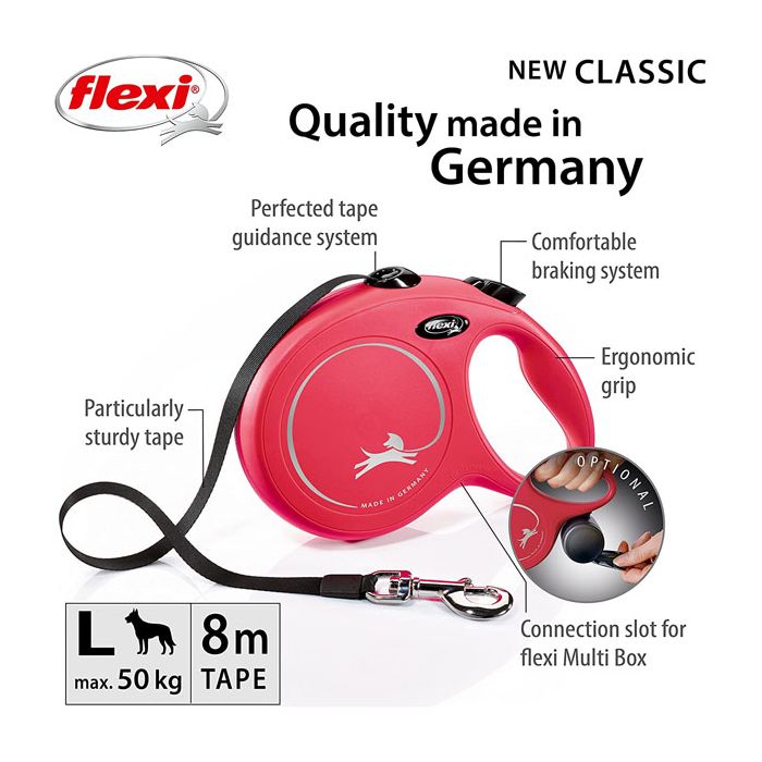 Flexi New Classic Retractable Extending Tape Lead 5 Metres