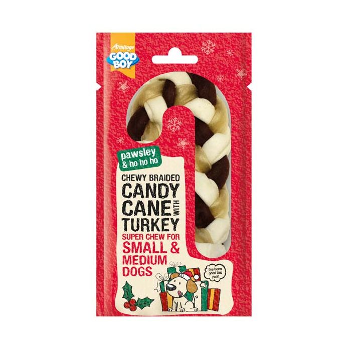 Good Boy Chewy Braided Candy Cane Small & Medium