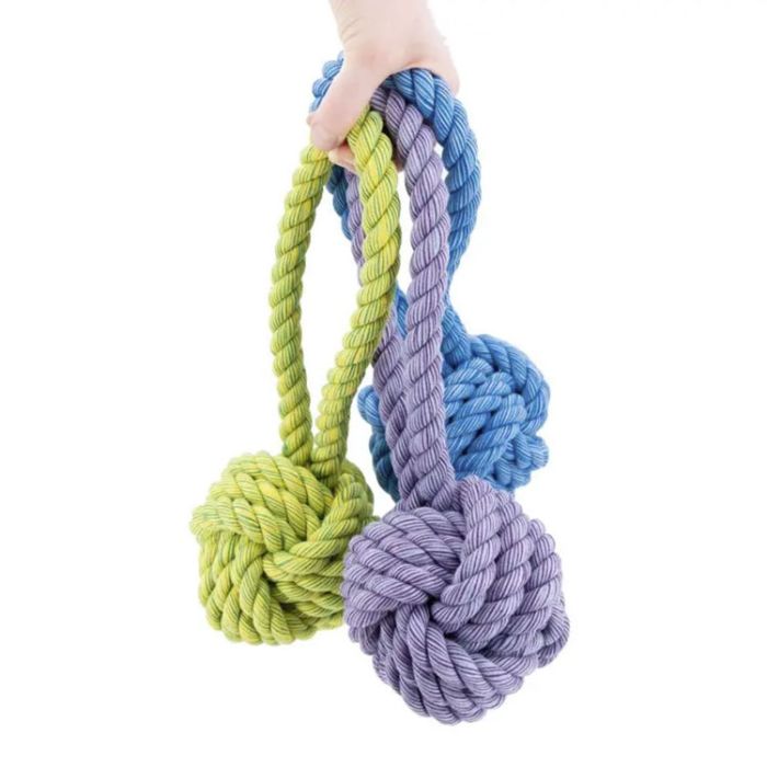 Happy Pet Nuts for Knots Ball Tugger - Green, Blue & Purple