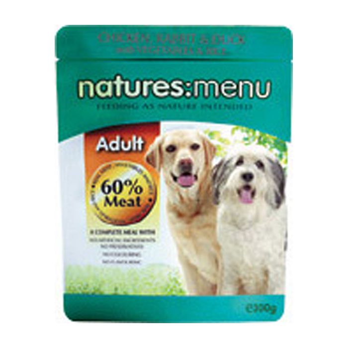 Natures Menu Adult Chicken, Rabbit & Duck Dog Food 8 x 300g