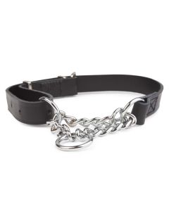 Ancol Leather Check Chain - Black
