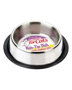 Classic Stainless Steel Non Tip Cat Dish