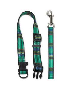 Ancol Green Tartan Dog Collar & Lead